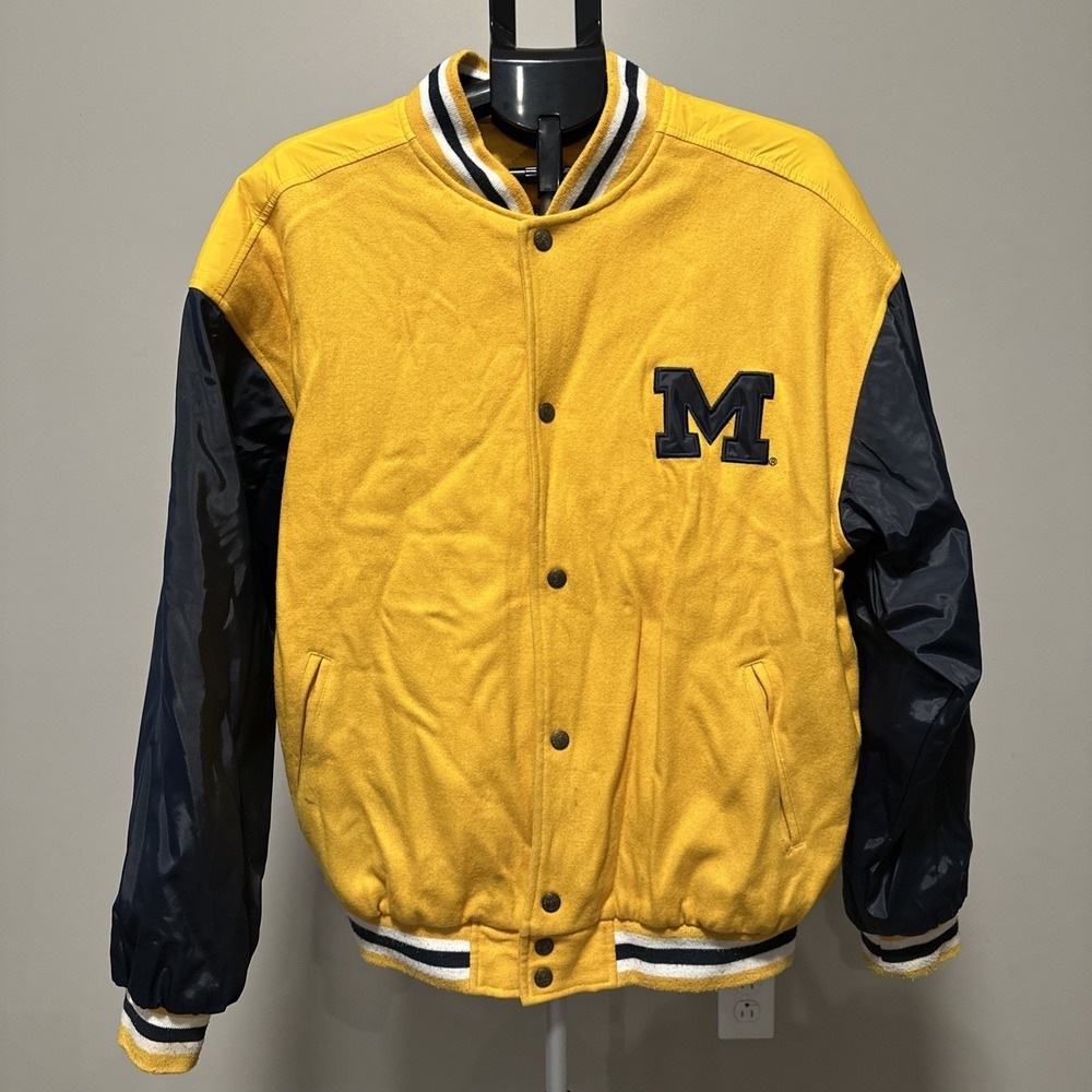 Michigan Wolverines Vintage Jacket Size L Large Steve and Barry's Bomber Letter